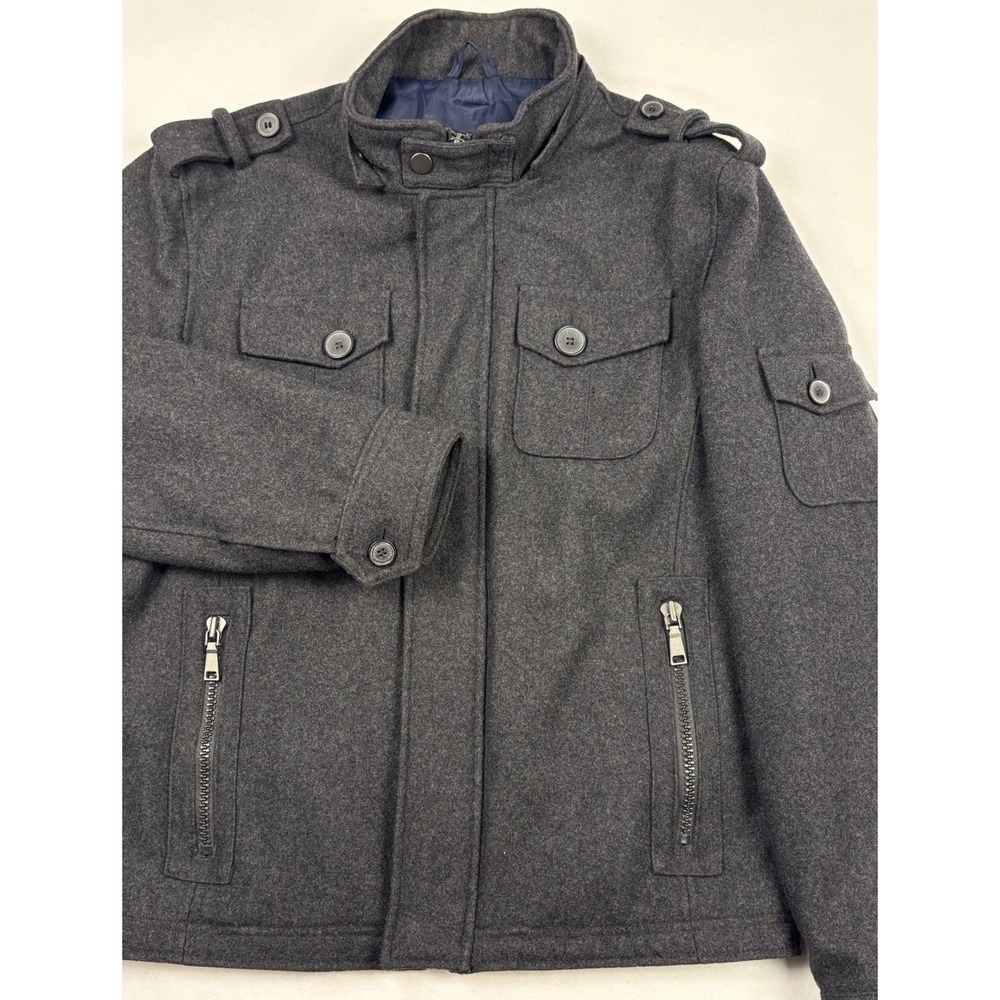 INC International Concepts Flannel Wool Blend Aviator Jacket Large Flap Pockets